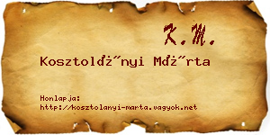 Kosztolányi Márta névjegykártya
